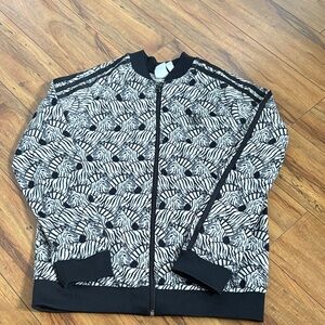adidas Black and White Zebra Print Girls Hoodie